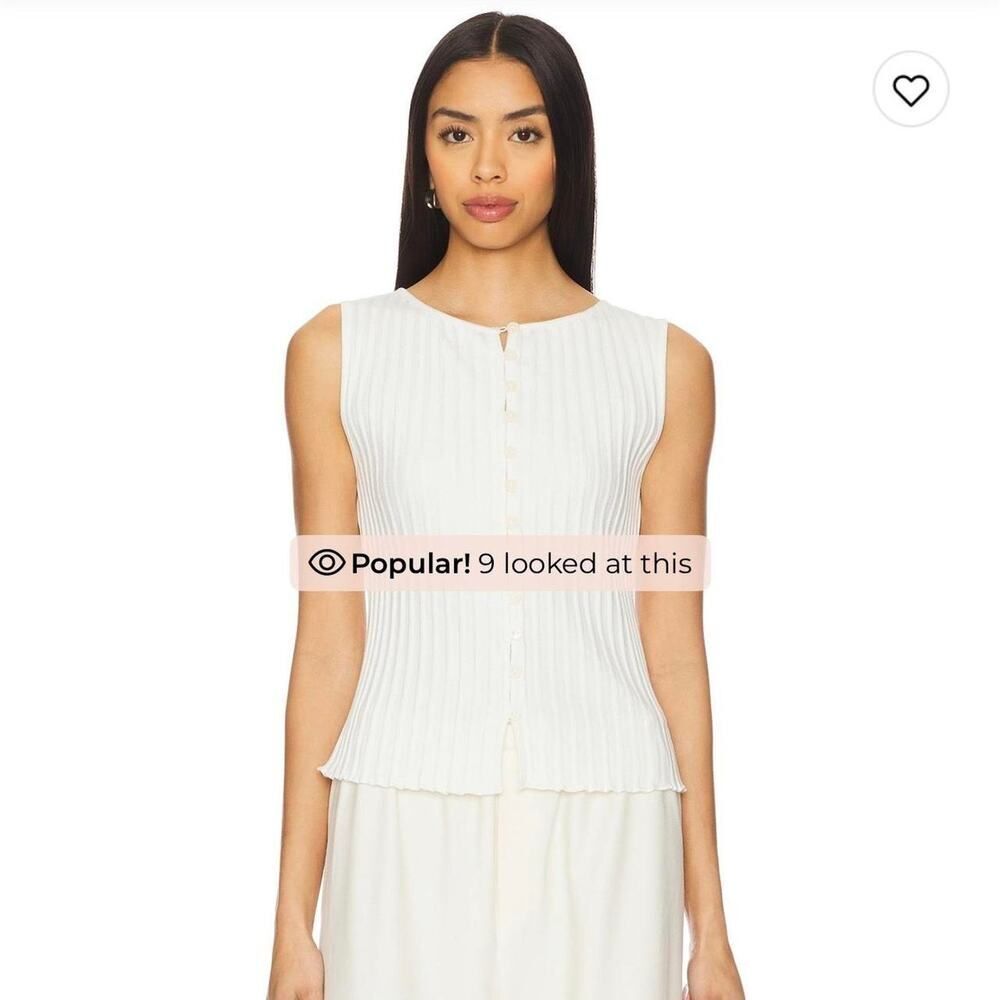 Free people Tilly Ribbed Vest in White with Ivory Buttons Size small NWT